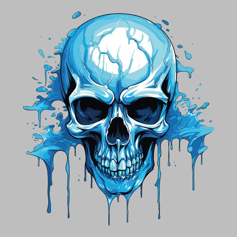Blue Skull Ink Flow