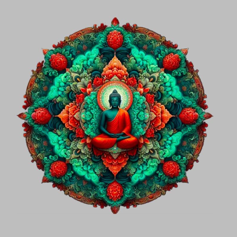 Bouddha Mandala sarcelle