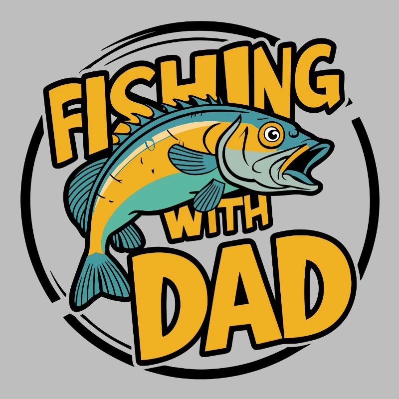 Pêche avec papa avec un design de poisson coloré