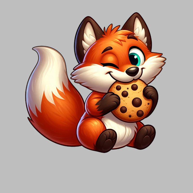 Cute red fox with biscuit