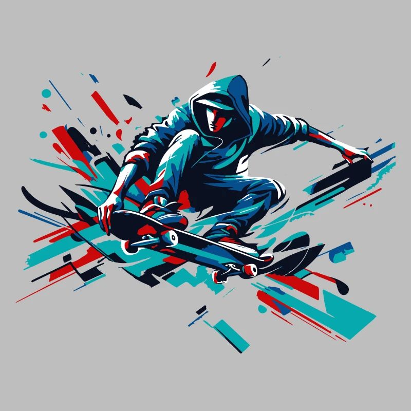 Lebendiges buntes Motiv eines Skaters