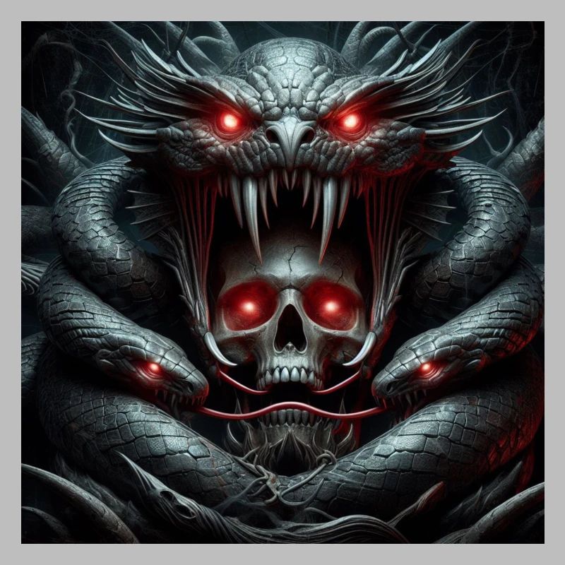Crâne dévoré par les serpents