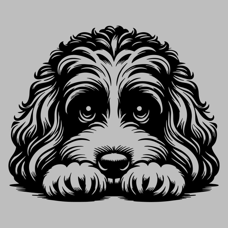 Cavapoo Kopf mit Pfoten