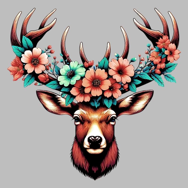 Hirsch mit Blumen