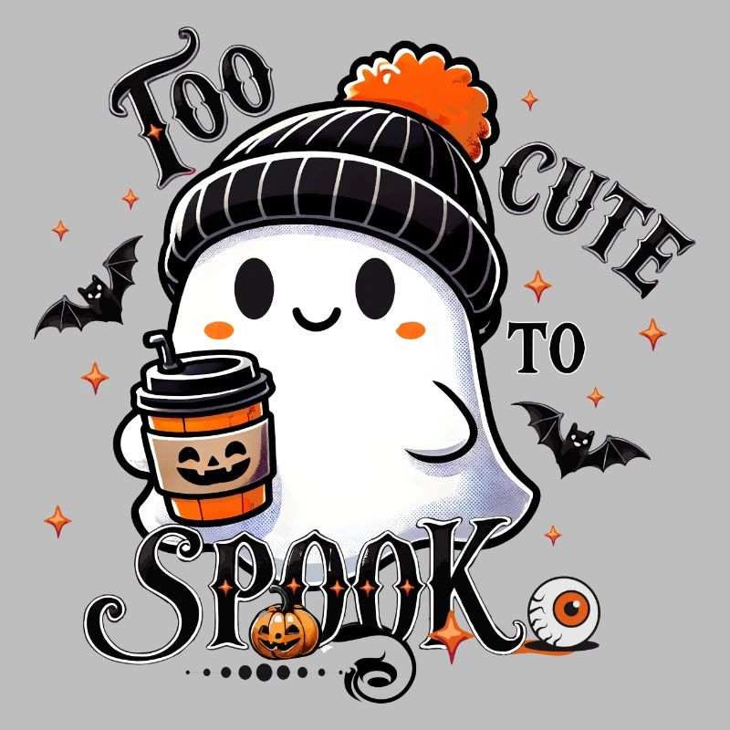 cool ghost with bobble hat & pumpkin spice latte