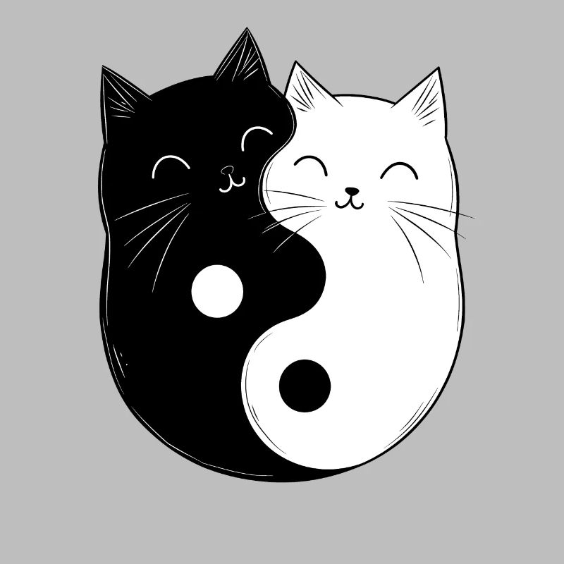 Yin et Yang Chats Chat Propriétaire Bouddhisme Graphique