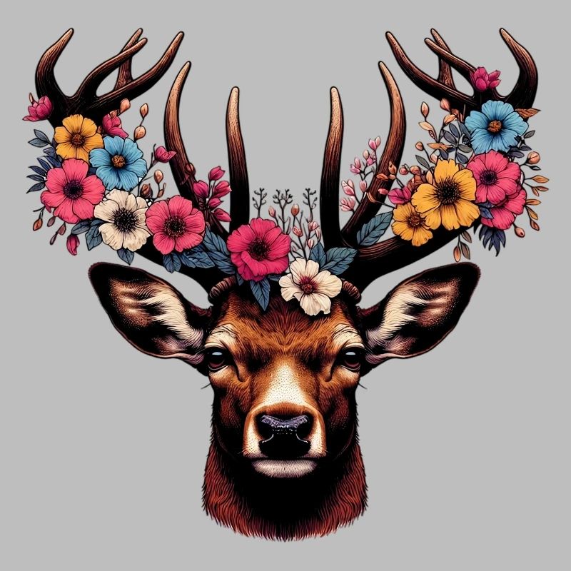Hirsch mit Blumen