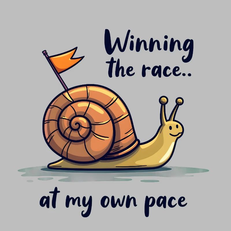 Escargot avec drapeau « Gagner la course »
