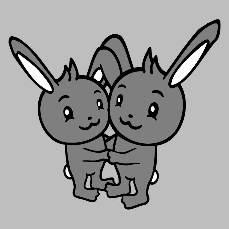 2 lapins deux amis équipe équipage couple câlin mignon