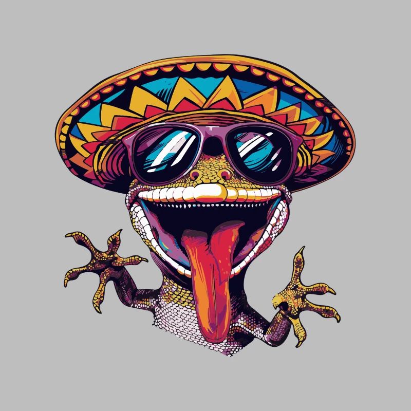 Lizard Gecko Comic Funny Sombrero