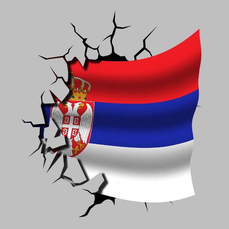 Drapeau de la Serbie - Serbe - Drapeau Broken Design
