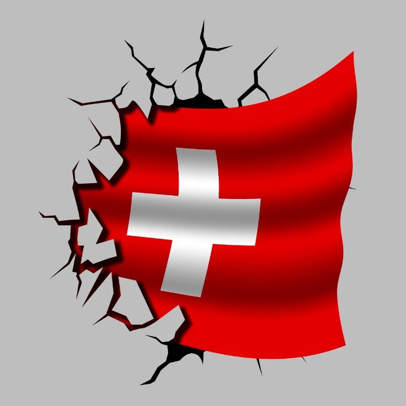 Drapeau de la Suisse - Suisse - Drapeau Broken Design