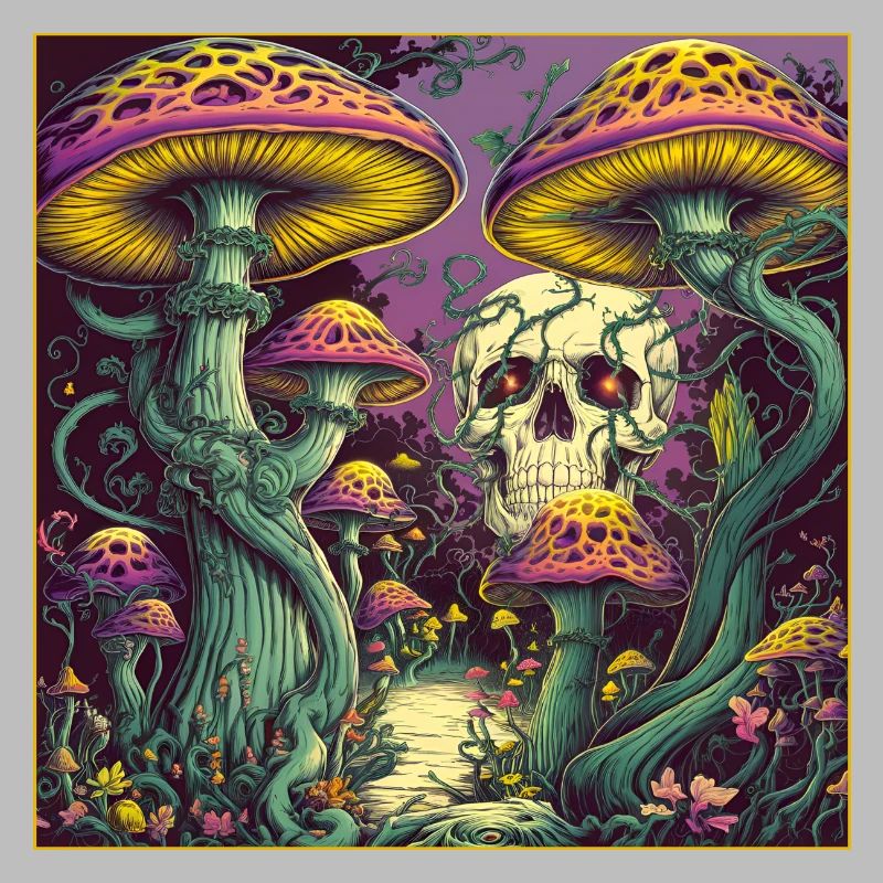 Conception de crâne de forêt de champignons