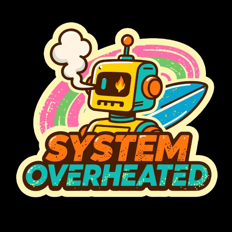 Retro Robot Surf Art Design