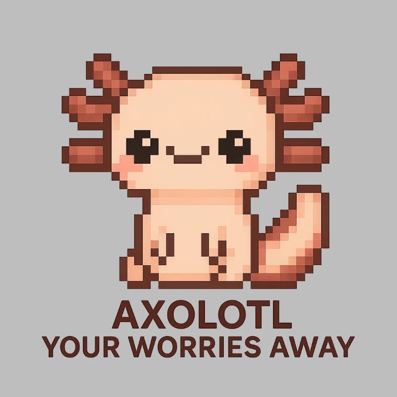 Pixel art axolotl avec texte de blague