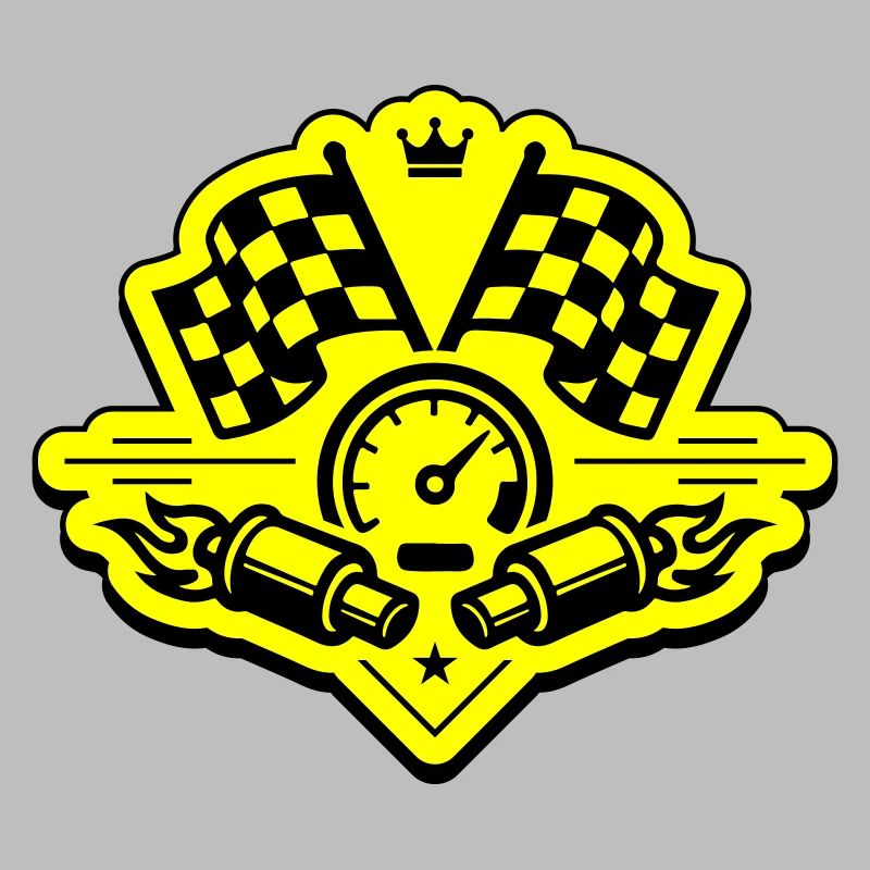 Drapeau de course, compteur de vitesse d'échappement