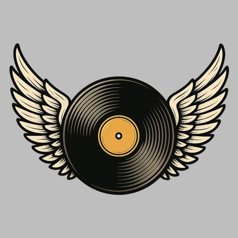 Disque vinyle avec piano à queue | Conception d’ailes en vinyle