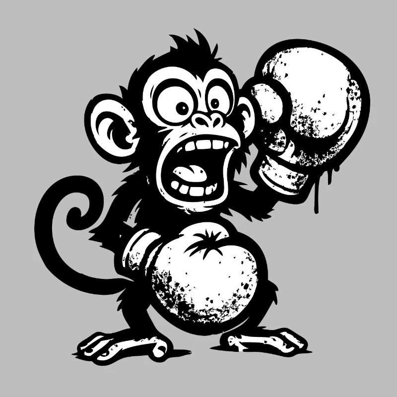 Singe de dessin animé avec fruit et crâne