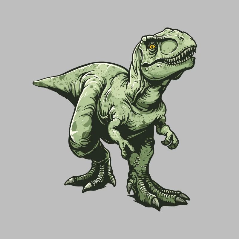 Green Dino T Rex Comic Style