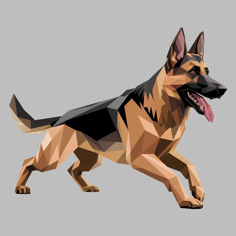 Deutscher Schäferhund - Cool Low Poly Logo