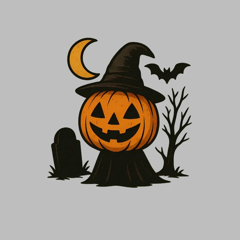 Halloween Pumpkin with Witch Hat