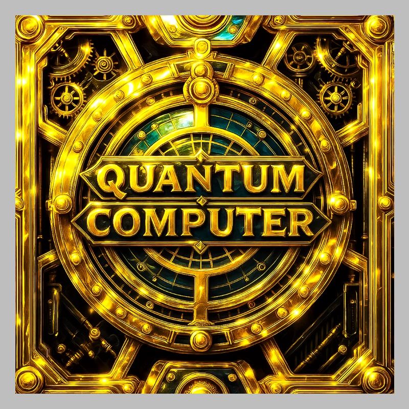 Goldenes Quantencomputer-Emblem