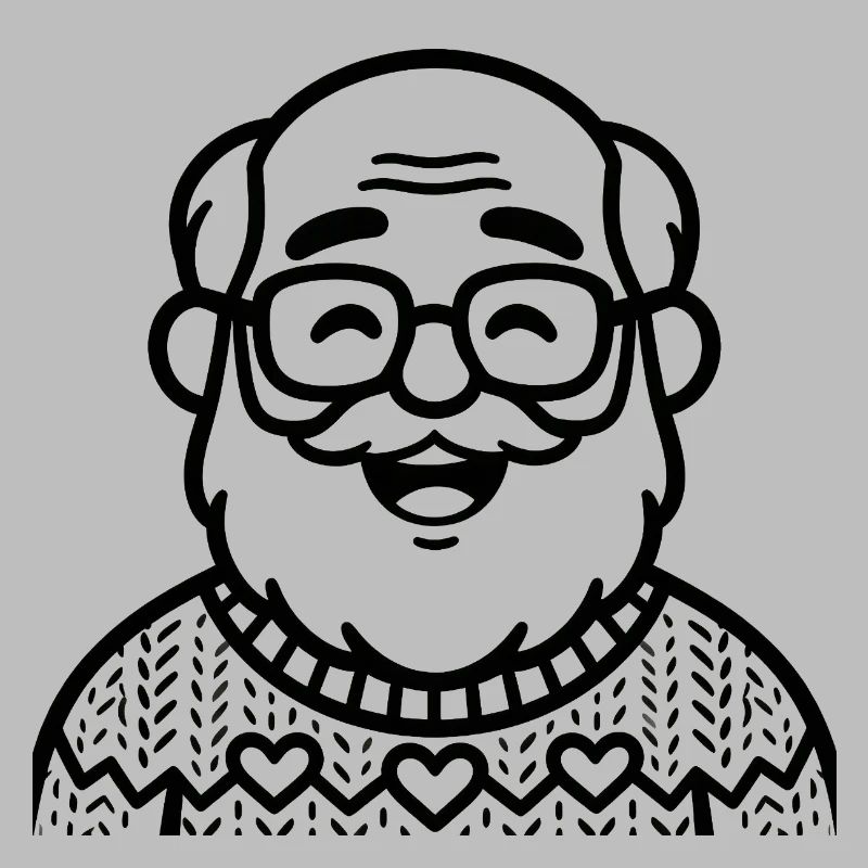 Großvater im Strickpullover