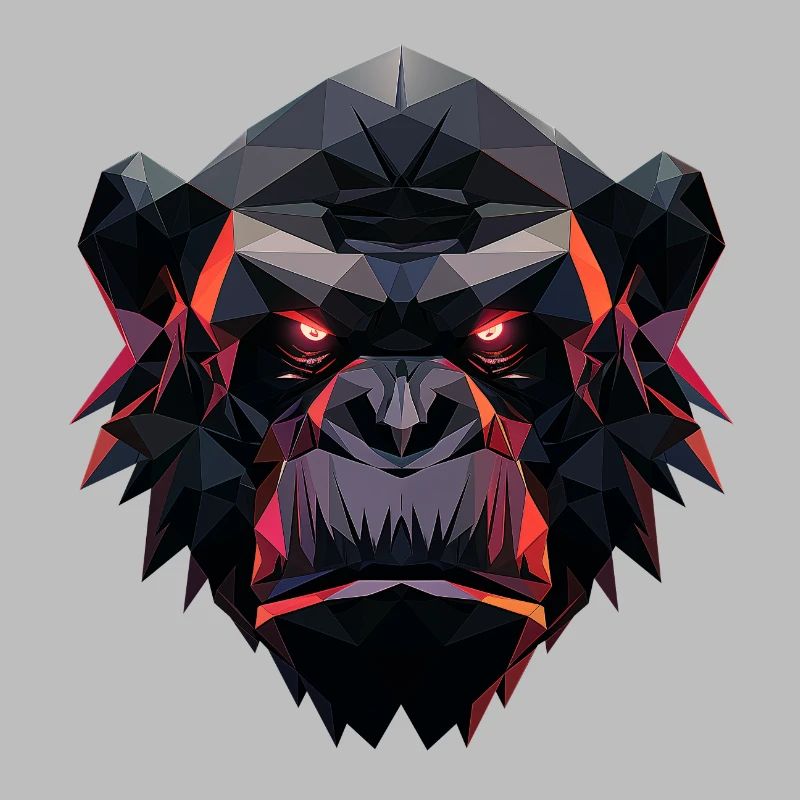 Gorille Prisme Tête Low Poly Art Design