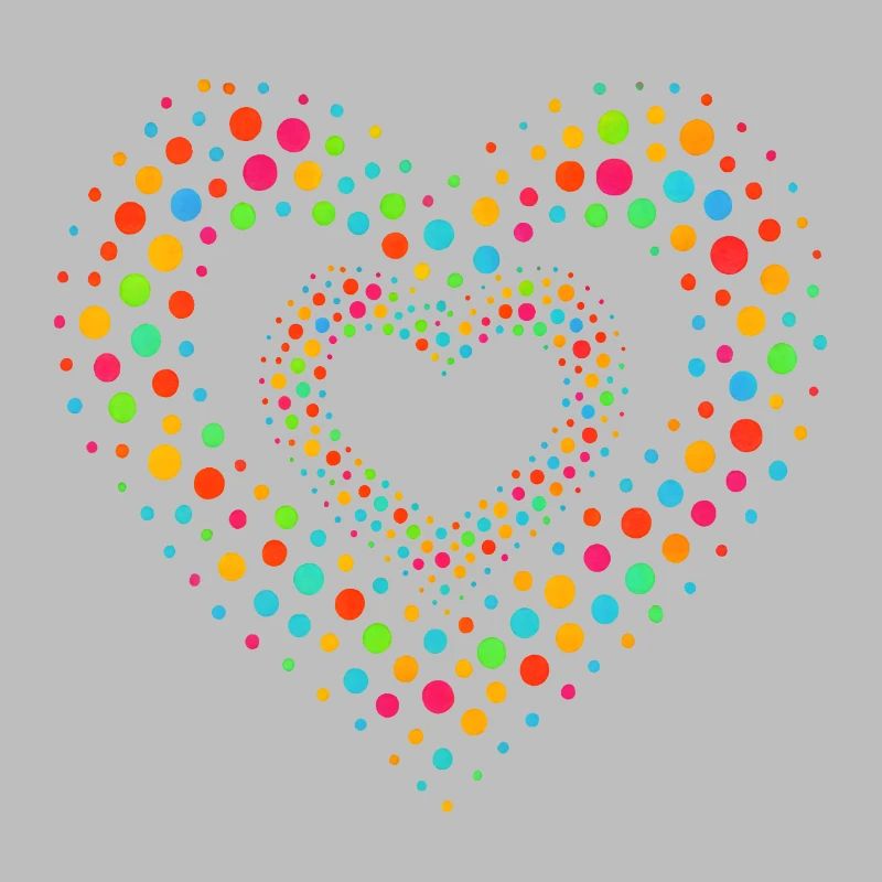 Rainbow Dot Heart Pattern Tee