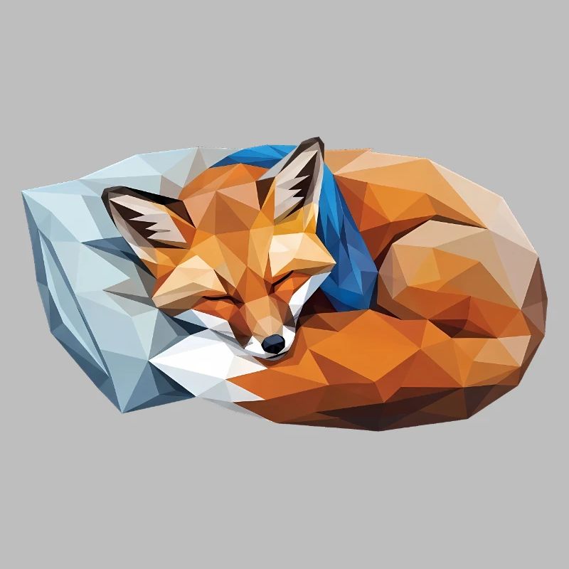 Sleeping Fox in Polygon Style