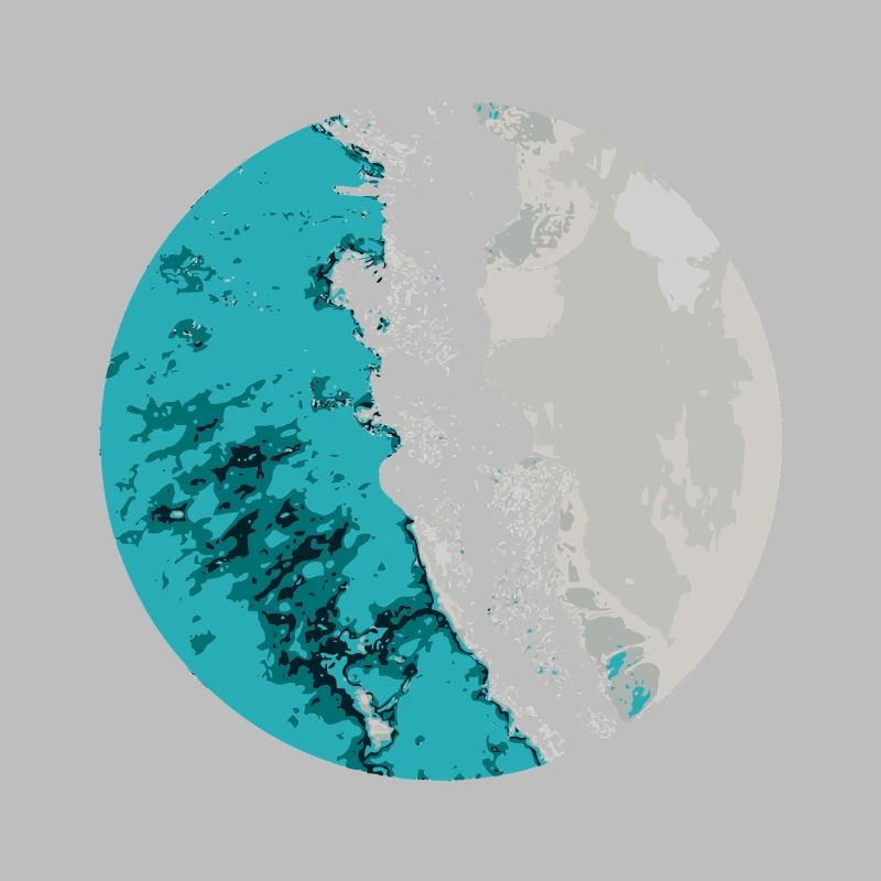 Split Earth Teal Moon