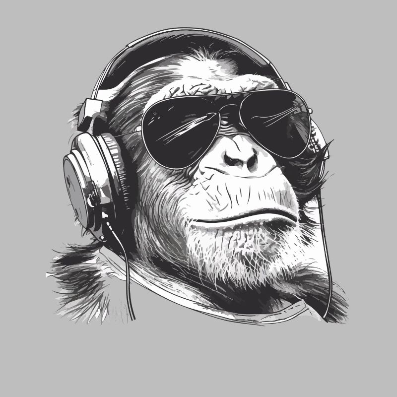 Affe DJ mit Kopfhörern