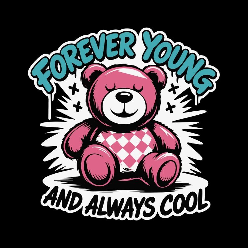 Forever Young Teddy Bear Graphic