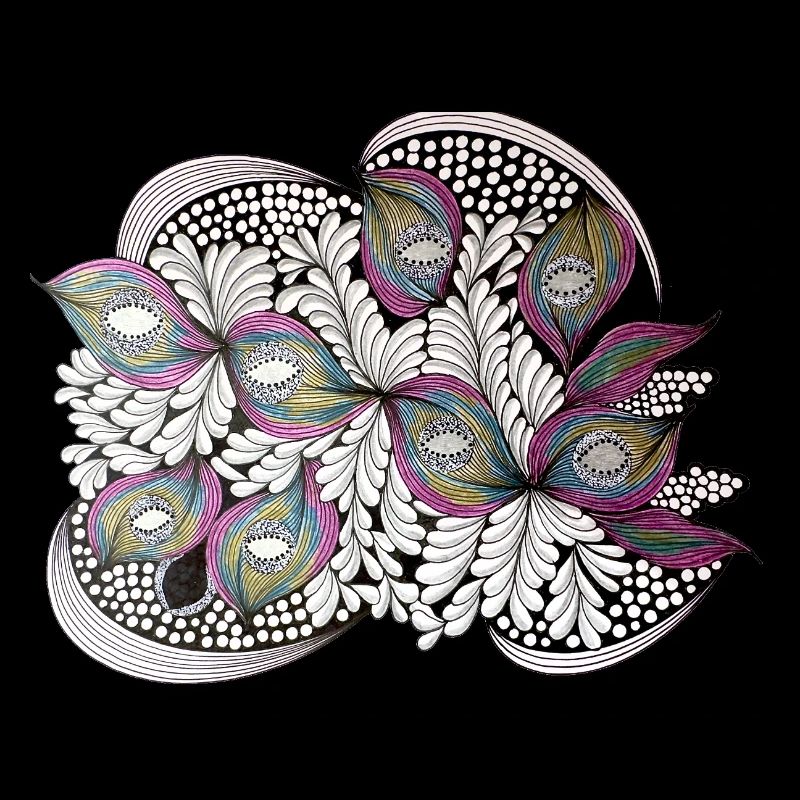 Peacock Feather Doodle Pattern