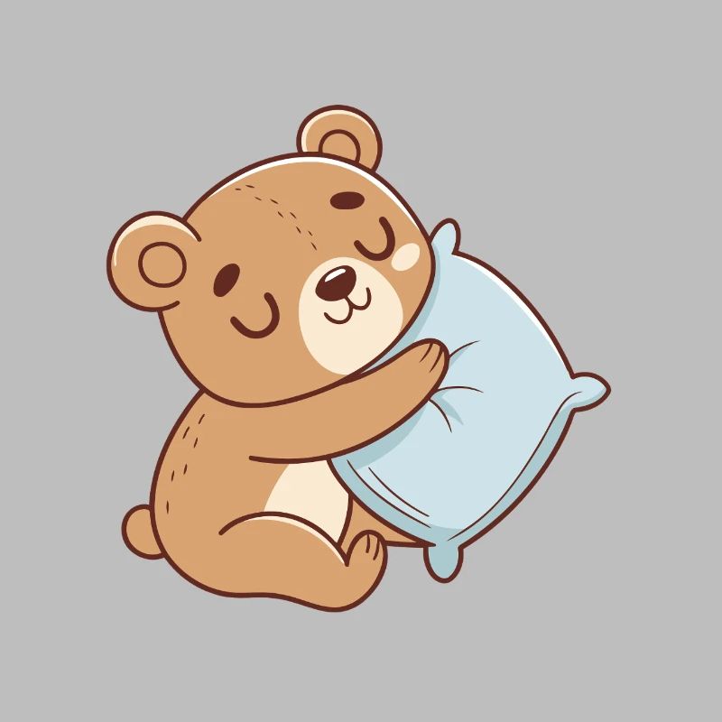 Cuddly Bear and Blue Pillow