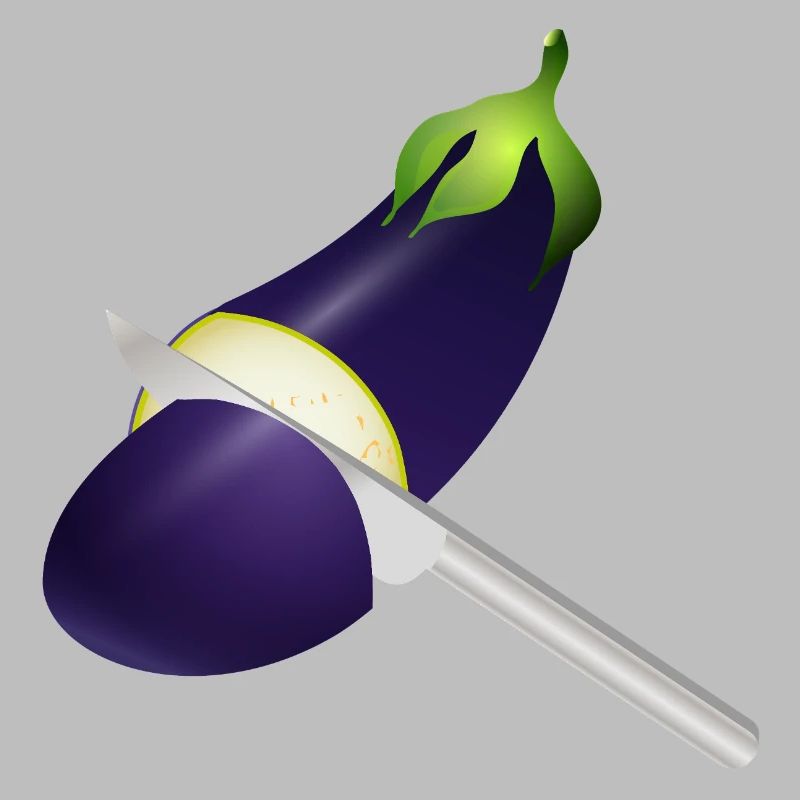 Glowing Eggplant with Kitchen Knife