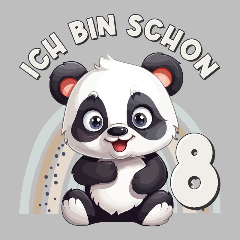 8. Geburtstag Panda Bär Regenbogen Süß Niedlich