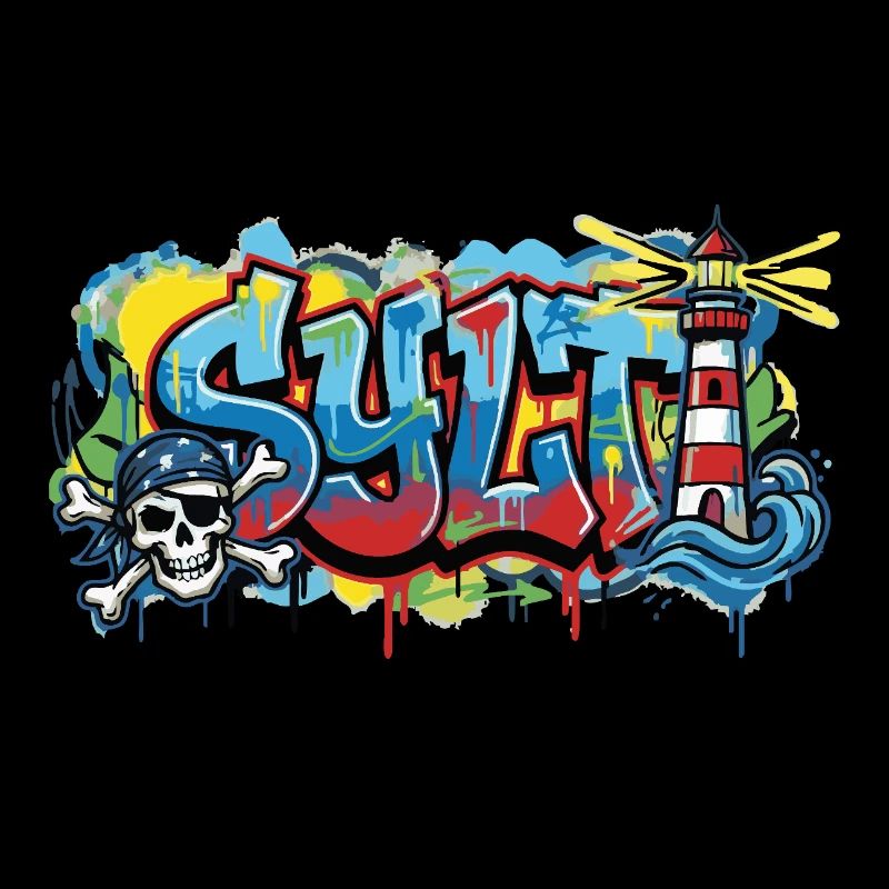 Sylt Graffiti with Lighthouse