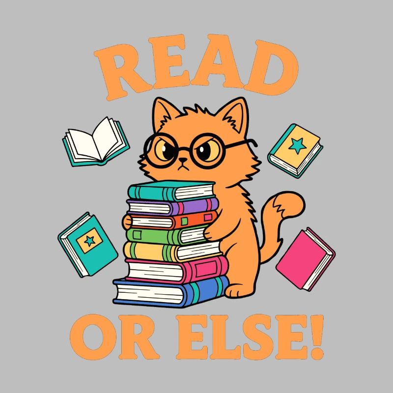 Lustige Lesekatze mit Bücher Lies oder Sonst!