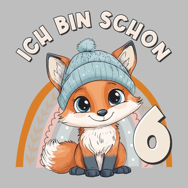 6th Birthday Fox Rainbow Cute Cute