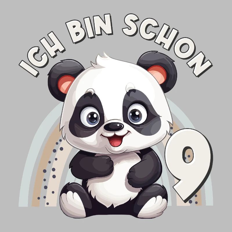 9th Birthday Panda Bear Rainbow Cute Cute