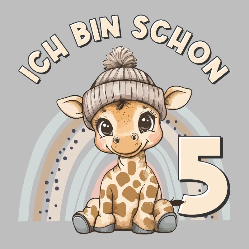 5. Geburtstag Giraffe Regenbogen Süß Niedlich