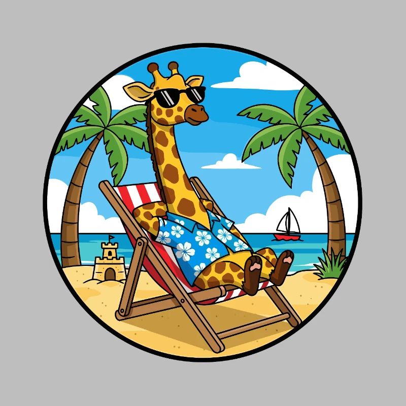 Cool Giraffe Beach Vacation Summer Vibes