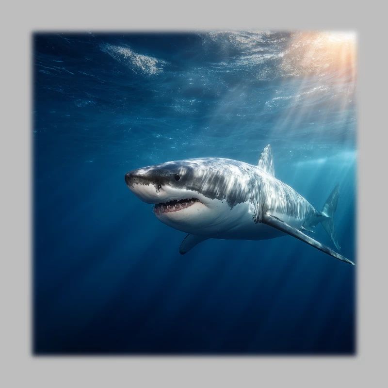 Great White Shark in Sunlight Ocean Design