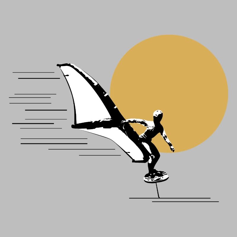 Wingfoiler devant le soleil