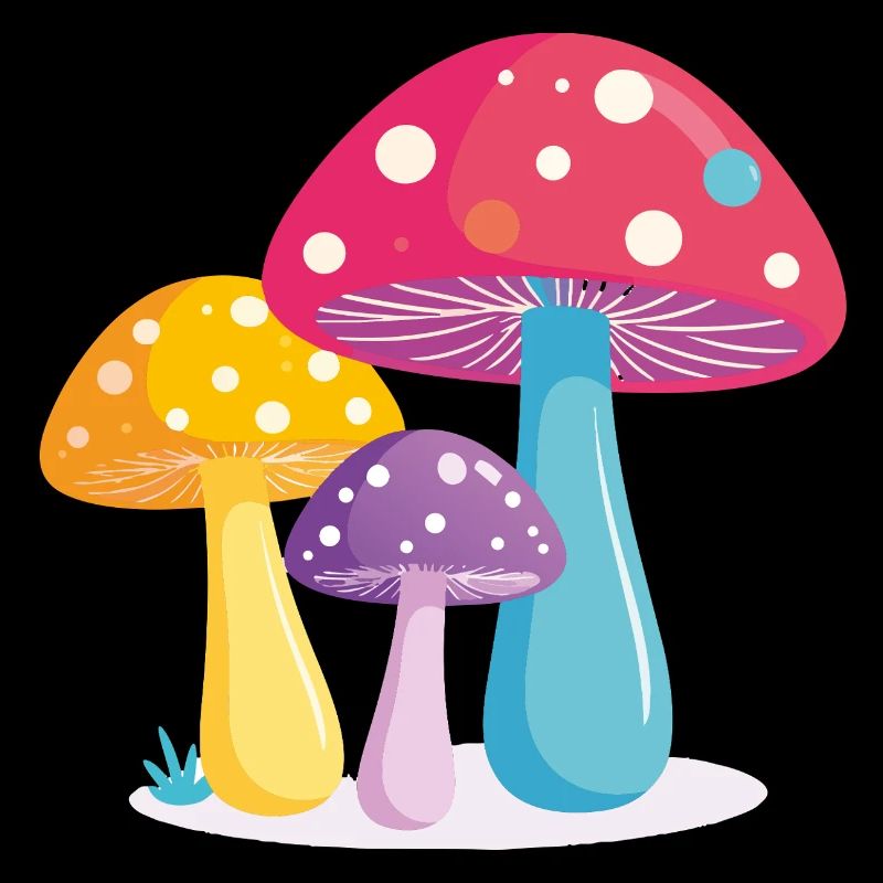 Illustration colorée du trio de champignons Graphique de champignons colorés