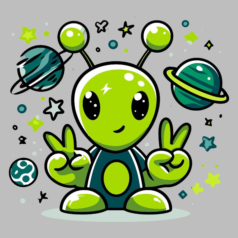 Extraterrestre vert dans l’espace