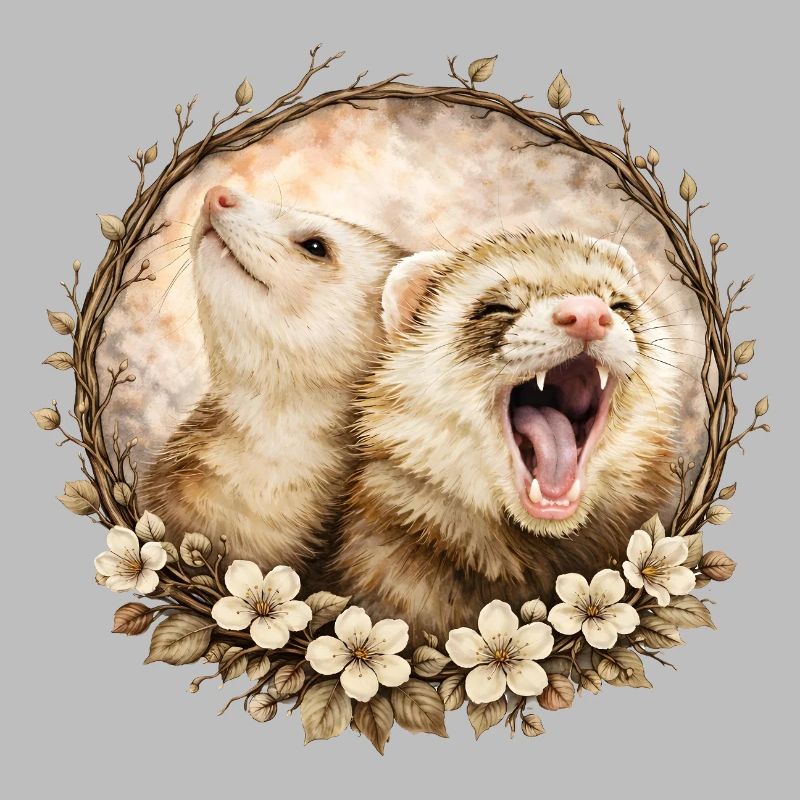 Furets dans le cercle des fleurs