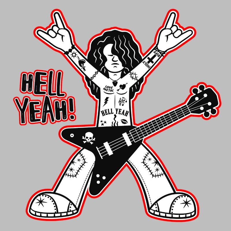 Hell Yeah Cartoon Rock Guitarist