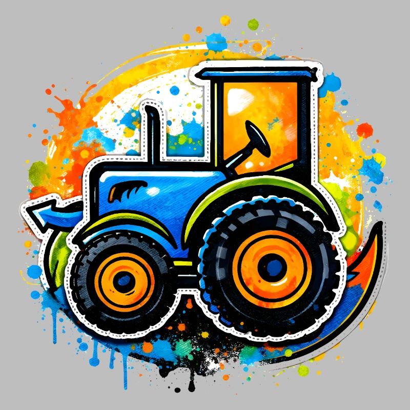 Bunter Traktor im Graffiti-Stil  